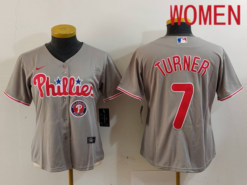 Women Philadelphia Phillies #7 Turner Grey Game Nike 2024 MLB Jersey style 9121->indianapolis colts->NFL Jersey